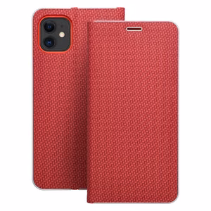 LUNA Book Carbon viedtālruņa apvalks IPHONE 11 sarkans