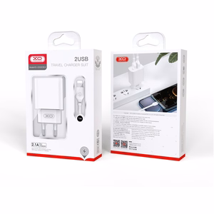 XO sienas lādētājs CE02C 2x USB 2,1A, balts + microUSB kabelis