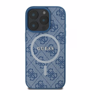 Guess 4G gredzena klasiskā logotipa magnētiskais viedtālruņa apvalks iPhone 16 Pro - zils