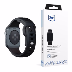 3mk silikona siksniņa Apple Watch, 38/40/41/42 mm, melns, mazais izmērs
