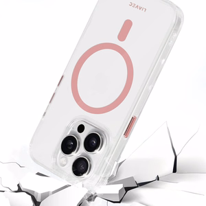 Liavec Spīdīgs Magnētiskais Caurspīdīgs viedtālruņa apvalks Iphone 15 rozā