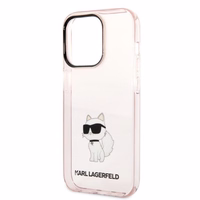 Karl Lagerfeld Ikonik Choupette viedtālruņa apvalks iPhone 14 Pro Max - rozā