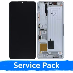 LCD displejs saderīgs ar Xiaomi Mi Note 10 (Note 10 Pro / Note 10 Lite) ar rāmi / ledāja balts / (Service Pack)