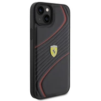 Ferrari dygsnots metāla logotipa apvalks iPhone 15 Plus – melns