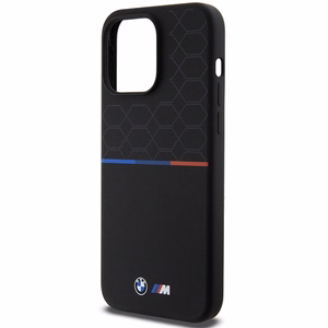 BMW M Silikona rakstains Magnētiskais viedtālruņa apvalks iPhone 15 Pro Max - melns