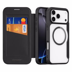 Dux Ducis Skin X Pro viedtālruņa apvalks iPhone 17 Pro Max ar maku, saderīgs ar MagSafe - melns