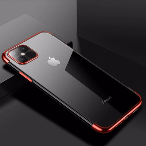 Caurspīdīgs krāsains apvalks Gel TPU ar elektroplāksnes rāmi Xiaomi Mi 11 sarkans