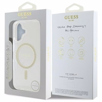 Guess GUHMP16MHFGERET iPhone 16 Plus 6.7" caurspīdīgs cietais apvalks IML Glitter Circle Magnētiskais