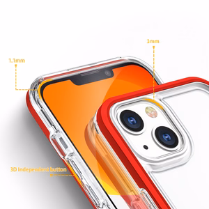  Skaidrs 3in1 vāciņš iPhone 13 mini ar rāmi želejas pārklājums sarkanā krāsa