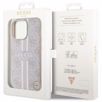 Guess GUHMP13LP4RPSP iPhone 13 Pro / 13 6.1" rozā/rozā cietais apvalks 4G Printed Stripes MagSafe