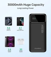 Ārējā baterija Power Bank Choetech B730 22.5W 30000mAh melna