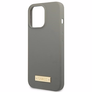 Guess GUHMP13LSPLG iPhone 13 Pro / 13 6.1" pelēks/pelēks cietais apvalks Silikona Logo Plate Magnētiskais