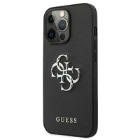 Guess Saffiano 4G Metal Logo viedtālruņa apvalks iPhone 13 Pro / 13 6.1 - melns