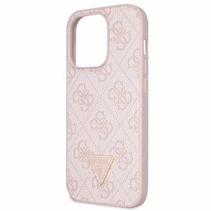 Guess GUHCP14LP4TDSCPP apvalks iPhone 14 Pro - rozā krustenisks 4G metāla logotips