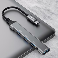 Dudao HUB 4in1 USB-C - 4x USB-A (3 x USB2.0 / USB3.0) 6.3cm melns (A16T)