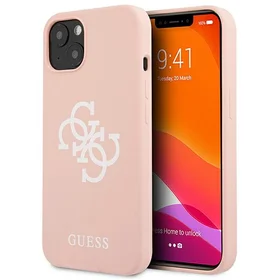 Guess GUHCP13SLS4GWPI iPhone 13 mini 5.4 silikona 4G logotipu kietais apvalks - rozā