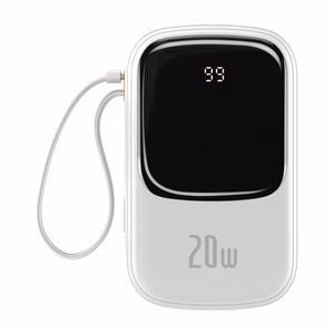 Baseus portatīvais lādētājs 20000mAh Qpow Pro - USB + Type C - PD 20W ar Lightning kabeli (PPQD060202) balta