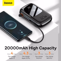 Baseus portatīvais lādētājs 20000mAh Qpow Pro - USB + Type C - PD 22,5W ar Type C kabeli (PPQD060301) melna
