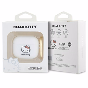 Hello Kitty silikona 3D Kitty galvas apvalks AirPods 3 - balts