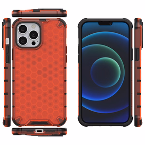Honeycomb Case armor cover with TPU Bumper for iPhone 13 Pro Max red