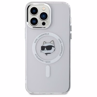 Karl Lagerfeld IML Metāla Choupette galva MagSafe apvalks iPhone 14 Pro Max - balts