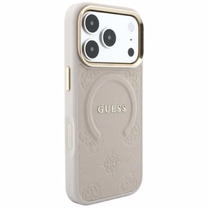 Guess Saffiano Peony & Ring MagSafe maciņš, paredzēts iPhone 17 Pro Max / 18 Pro Max, rozā