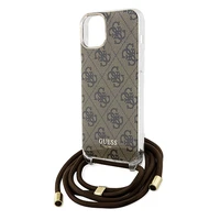Guess Crossbody Cord 4G Print viedtālruņa apvalks iPhone 15 / 14 / 13 - brūns
