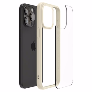 Spigen Crystal Hybrid viedtālruņa apvalks iPhone 15 Pro Max - caurspīdīgi bēšs