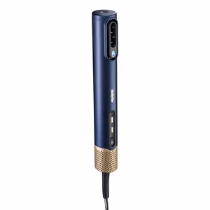 BaByliss AS6550E – 1500 W joniskā karstā gaisa matu veidošanas suka, 3 temperatūras līmeņi, zila / zelta