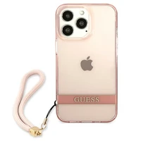 Guess caurspīdīga siksna apvalks iPhone 13 Pro / 13 6.1" - rozā