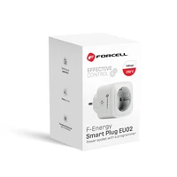 FORCELL F-ENERGY EU02 viedā kontaktligzda 230V ar WiFi, programmētāju un Tuya/Amazon Alexa atbalstu - balts