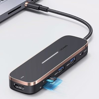 USAMS Adapter HUB 2xUSB + USB-C + HDMI + Micro SD+SD melns SJ575HUB01 (US-SJ575)
