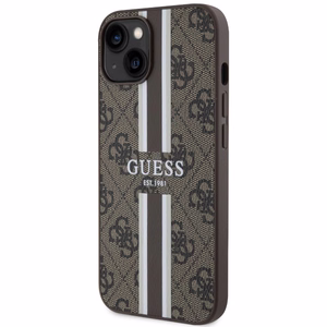 Guess GUHMP14SP4RPSW iPhone 14 6.1" brūns/brūns cietais apvalks 4G Printed Stripes MagSafe