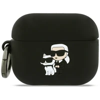 Karl Lagerfeld Silicone Karl & Chaupette Head 3D macins AirPods Pro 3 - melns