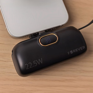 Forever mini portatīvais lādētājs MTB-100 22.5W 5000 mAh USB C melns