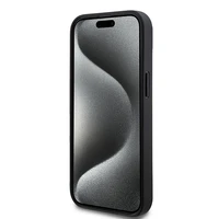 DKNY Ādas rūtainais mono raksts un drukātās svītras viedtālruņa apvalks iPhone 15 Plus / 14 Plus - melns