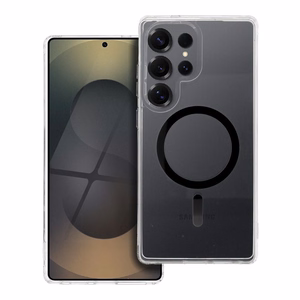 Drop Glue Krāsains Gredzens Magnētiskais Viedtālruņa apvalks saderīgs ar MagSafe SAMSUNG S25 ULTRA melna