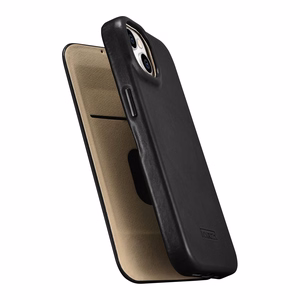 iCarer CE Oil Wax Premium ādas folio viedtālruņa apvalks iPhone 14 Plus Magnētiskais atveramais apvalks ar MagSafe Melns (AKI14220707-BK)