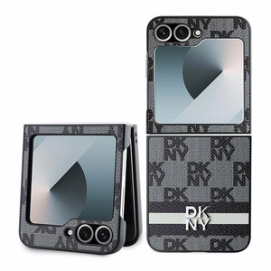 DKNY Checkered Pattern Printed Stripes Viedtālruņa apvalks Samsung Galaxy Z Flip 6 - melns