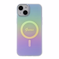 Guess IML Iridescent MagSafe apvalks iPhone 15 Plus - violets