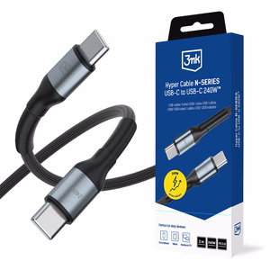 3mk Hyper Cable N-SERIES USB-C / USB-C 3m PD 3.0 QC 3.0 48V / 5A 240W - melns