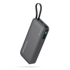 Cuktech CUKP200NGLDG 55W 20000mAh Portatīvais lādētājs ar iebūvētu USB-C kabeli - pelēks