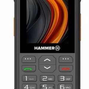 Hammer 6 LTE – 2.4 collu ekrāns izturīgs podziņu tālrunis, 48 MB RAM, 128 MB, Dual SIM, 3G, Bluetooth 2.1, 2 MP kamera, 2500 mAh, melns