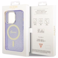 Guess GUHMP14XHCMCGU iPhone 14 Pro Max 6.7" violets cietais apvalks Glitter Gold Magnētiskais