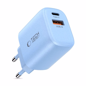 Tech-Protect NCA20 PD 20W QC3.0 USB-A / USB-C sienas lādētājs - zils