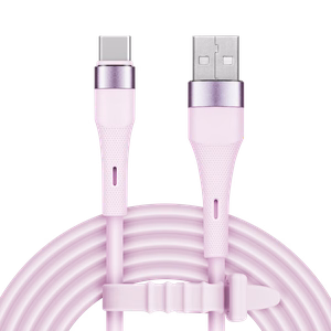 Kruger&Matz Basic USB–USB-C silikona kabelis, 1 m, rozā