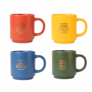 Harry Potter Hogwarts Houses keramikas krūžu komplekts ar statīvu, 4 gab., 300 ml