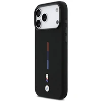 BMW M Silicon Tricolor Line MagSafe macins iPhone 17 Pro Max - melns