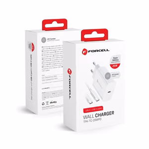 Phone charger Forcell F-Energy USB C QC4.0 PD 3A 25W + USB C to USB C cable TFK-TC-25WPD white