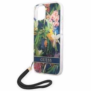 Guess GUOHCP14SHFLSB iPhone 14 6.1 "zils/zils cietais apvalks Ziedu siksna